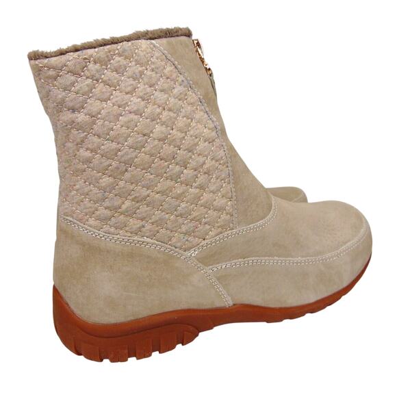 Propet Delaney Mid Zip Boots 6 NWT 6W Wide Quilted Tan Sand NWT Mid Calf Suede - Picture 3 of 8
